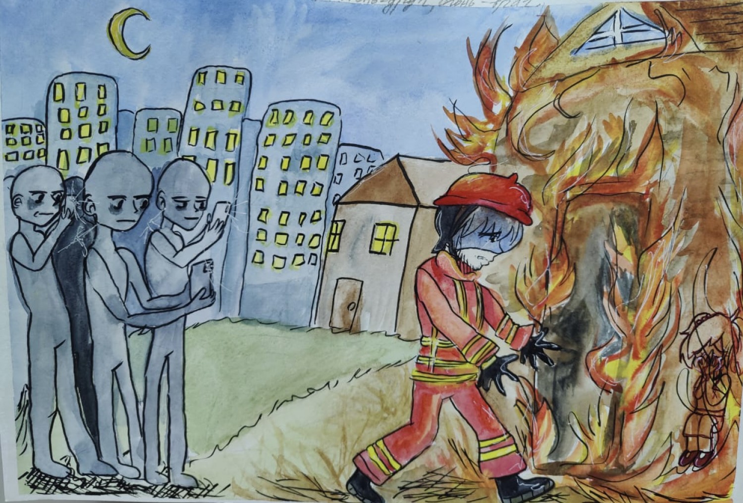 Рисунок на тему осторожно огонь